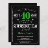 Verrassend 40e Birthday Black en Green Chalkboard Kaart (Voorkant / Achterkant)