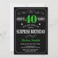 Verrassend 40e Birthday Black en Green Chalkboard