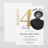 Verrassend 40e Gold-uitnodiging met foto Kaart (Voorkant / Achterkant)