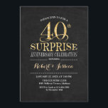 Verrassend 40e Jubileum Chalkboard Gold Kaart<br><div class="desc">Verrassend 40th Wedding Jubileum Celebration Invitation. Elegant klassiek ontwerp in zwart karton en faux glitter Gold. Kenmerkt elegant manuscriptdoopvont. Bericht me als u verdere aanpassing nodig hebt.</div>