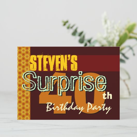 Verrassend 40e verjaardag goud en chocolade sterre kaart (Staand voorkant)