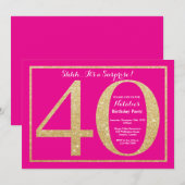 Verrassend 40e verjaardag Hot Pink en Gold Glitter Kaart (Voorkant / Achterkant)