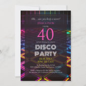 Verrassend 40e verjaardag Neon Disco Party Invitat Kaart (Voorkant)