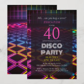 Verrassend 40e verjaardag Neon Disco Party Invitat Kaart (Voorkant / Achterkant)