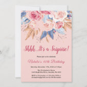 Verrassend 40e verjaardag Roze botanische flora Kaart (Voorkant)