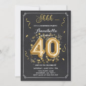Verrassend 40e verjaardag Uitnodiging Gold Chalkbo (Voorkant)