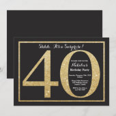 Verrassend 40e verjaardag Uitnodiging Gold Glitter (Voorkant / Achterkant)
