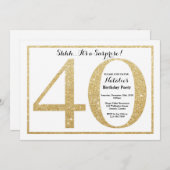 Verrassend 40e verjaardag Uitnodiging Gold Glitter (Voorkant / Achterkant)