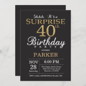Verrassend 40e verjaardag Uitnodiging Gold Glitter (Voorkant / Achterkant)