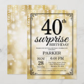 Verrassend 40e verjaardag Uitnodiging Gold Glitter (Voorkant / Achterkant)
