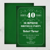Verrassend 40e verjaardag Uitnodiging - Groen Wit (Voorkant / Achterkant)