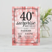 Verrassend 40e verjaardag Uitnodiging rood glitter (Staand voorkant)
