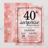 Verrassend 40e verjaardag Uitnodiging Roze Glitter (Voorkant / Achterkant)