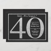 Verrassend 40e verjaardag Uitnodiging Silver Glitt (Voorkant / Achterkant)