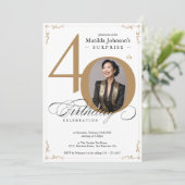 Verrassend 40e verjaardag White Gold Elegant Custo Kaart (Staand voorkant)