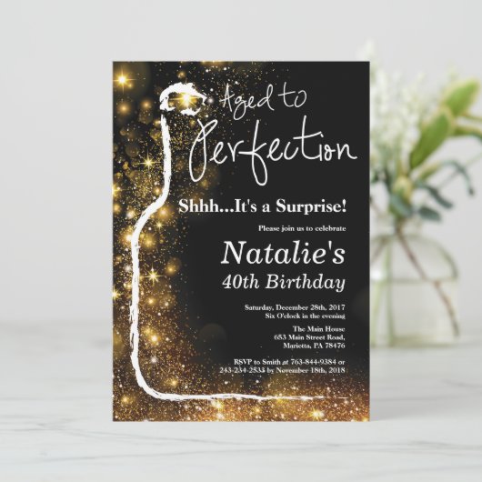 Verrassend 40e verjaardag wijn met perfecte perfec kaart (Staand voorkant)