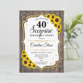 Verrassend 40e verjaardag - Zonnebloemen Rustisch  Kaart (Staand voorkant)