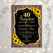 Verrassend 40e verjaardag - Zonnebloemen Rustisch Kaart