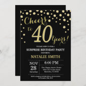 Verrassend 40e verjaardag zwart en Gold Diamond Kaart (Voorkant / Achterkant)