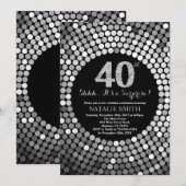Verrassend 40e verjaardag zwart en zilver glitter kaart (Voorkant / Achterkant)