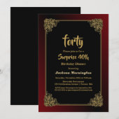Verrassend, 40e verjaardag, zwart rood goud kaart (Voorkant / Achterkant)