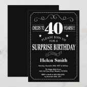 Verrassend 40e verjaardag zwart-wit karton kaart (Voorkant / Achterkant)