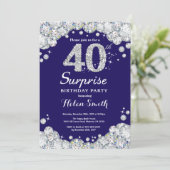 Verrassend 40e zeemaand Blue Silver Diamond Kaart (Staand voorkant)