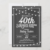 Verrassend 40th Birthday String Lights Chalkboard Kaart (Voorkant)