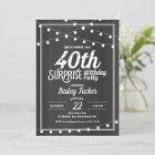 Verrassend 40th Birthday String Lights Chalkboard Kaart (Staand voorkant)
