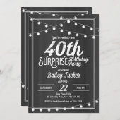 Verrassend 40th Birthday String Lights Chalkboard Kaart (Voorkant / Achterkant)