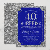 Verrassend 40th Wedding Jubileum - Blue Silver Kaart (Voorkant / Achterkant)