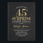 Verrassend 45th Wedding Jubileum Chalkboard Gold Kaart<br><div class="desc">Verrassend 45th Wedding Jubileum Celebration Invitation. Elegant klassiek ontwerp in zwart karton en faux glitter Gold. Kenmerkt elegant manuscriptdoopvont. Bericht me als u verdere aanpassing nodig hebt.</div>