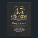 Verrassend 45th Wedding Jubileum Chalkboard Gold Kaart<br><div class="desc">Verrassend 45th Wedding Jubileum Celebration Invitation. Elegant klassiek ontwerp in zwart karton en faux glitter Gold. Kenmerkt elegant manuscriptdoopvont. Bericht me als u verdere aanpassing nodig hebt.</div>