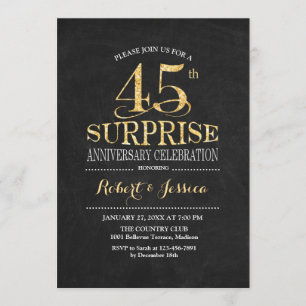 Verrassend 45th Wedding Jubileum Chalkboard Gold Kaart