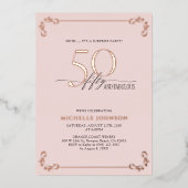 Verrassend 50 & Fabulous Pink Rose Gold Birthday Folie Uitnodiging (Voorkant)