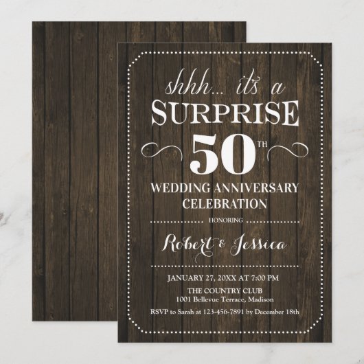 Verrassend 50-jarig huwelijksjubileum - Rustiek ho Kaart (Voorkant / Achterkant)