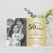 Verrassend 50e Jubileum met Photo Gold Black Kaart (Staand voorkant)