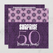 Verrassend 50e Paarse Floral Sjabloon V1 Kaart (Voorkant / Achterkant)