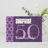 Verrassend 50e Paarse geboortedag LaceTemplate 01 Kaart (Staand voorkant)