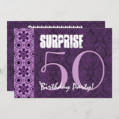Verrassend 50e Paarse geboortedag LaceTemplate 01 Kaart (Voorkant / Achterkant)