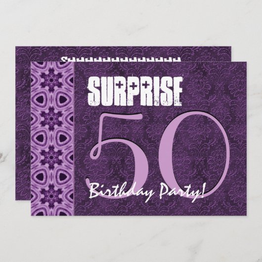 Verrassend 50e Paarse geboortedag LaceTemplate 01 Kaart (Voorkant / Achterkant)