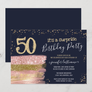 Verrassend 50e verjaardag glitter Cake Kaart