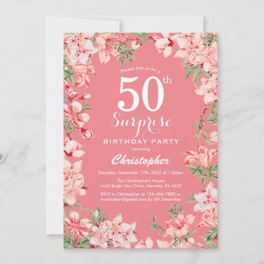 Verrassend 50e verjaardag Roze Boho botanische flo Kaart (Voorkant)