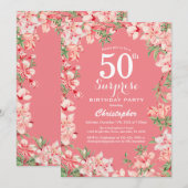 Verrassend 50e verjaardag Roze Boho botanische flo Kaart (Voorkant / Achterkant)