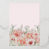 Verrassend 50e verjaardag Roze Floral Roos Gold Folie Uitnodiging (Achterkant)