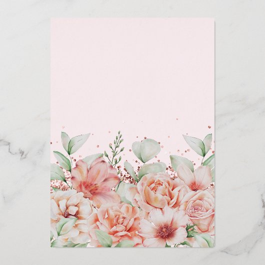 Verrassend 50e verjaardag Roze Floral Roos Gold Folie Uitnodiging (Achterkant)