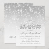 Verrassend 50e verjaardag Silver Bokeh Sparkle Lig Kaart (Voorkant / Achterkant)