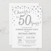 Verrassend 50e verjaardag Silver Glitter Diamond Kaart (Voorkant / Achterkant)