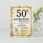 Verrassend 50e verjaardag Uitnodiging Gold Glitter (Staand voorkant)