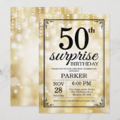 Verrassend 50e verjaardag Uitnodiging Gold Glitter (Voorkant / Achterkant)